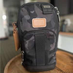 Tumi Black and Gray Camouflage Belt Bag